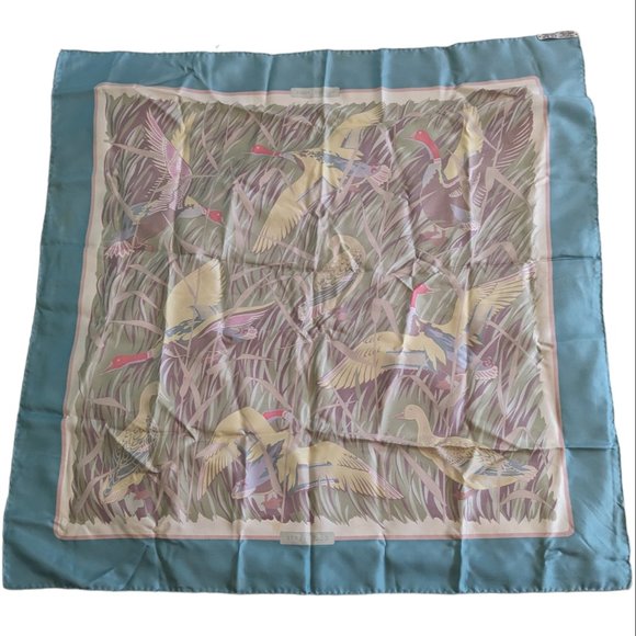 Vintage Hermes Cols Verts Blue Pastel 90 cm Silk Scarf Rare - Picture 2 of 16